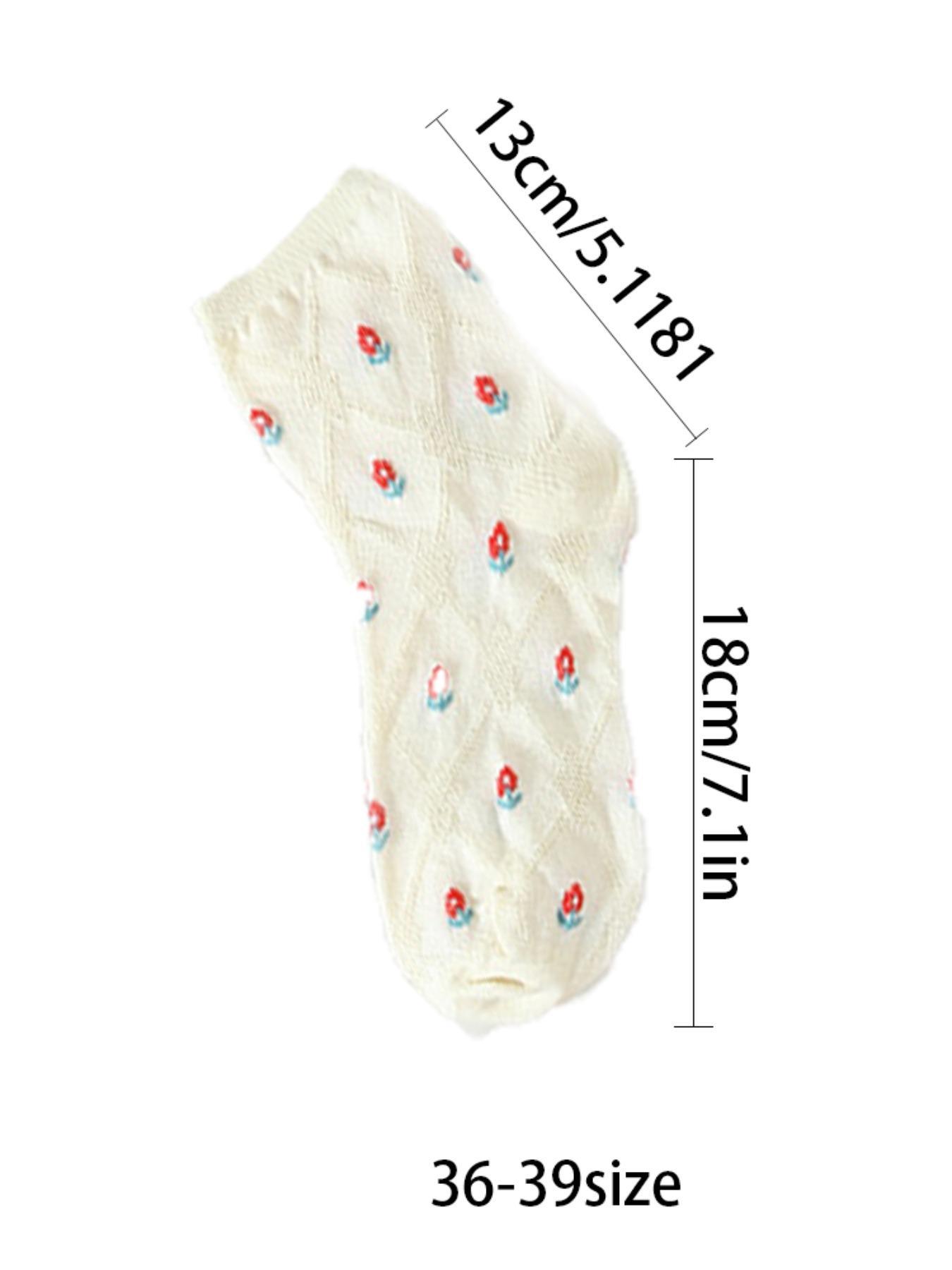 Women's 9 Pairs Ditsy Floral Print Crew Socks with 3d Textured Design, Casual Comfortable Breathable Medium Lady Socks for Daily Wear, Multipack Knit Socks for All Seasons, Breathable Soft Socks