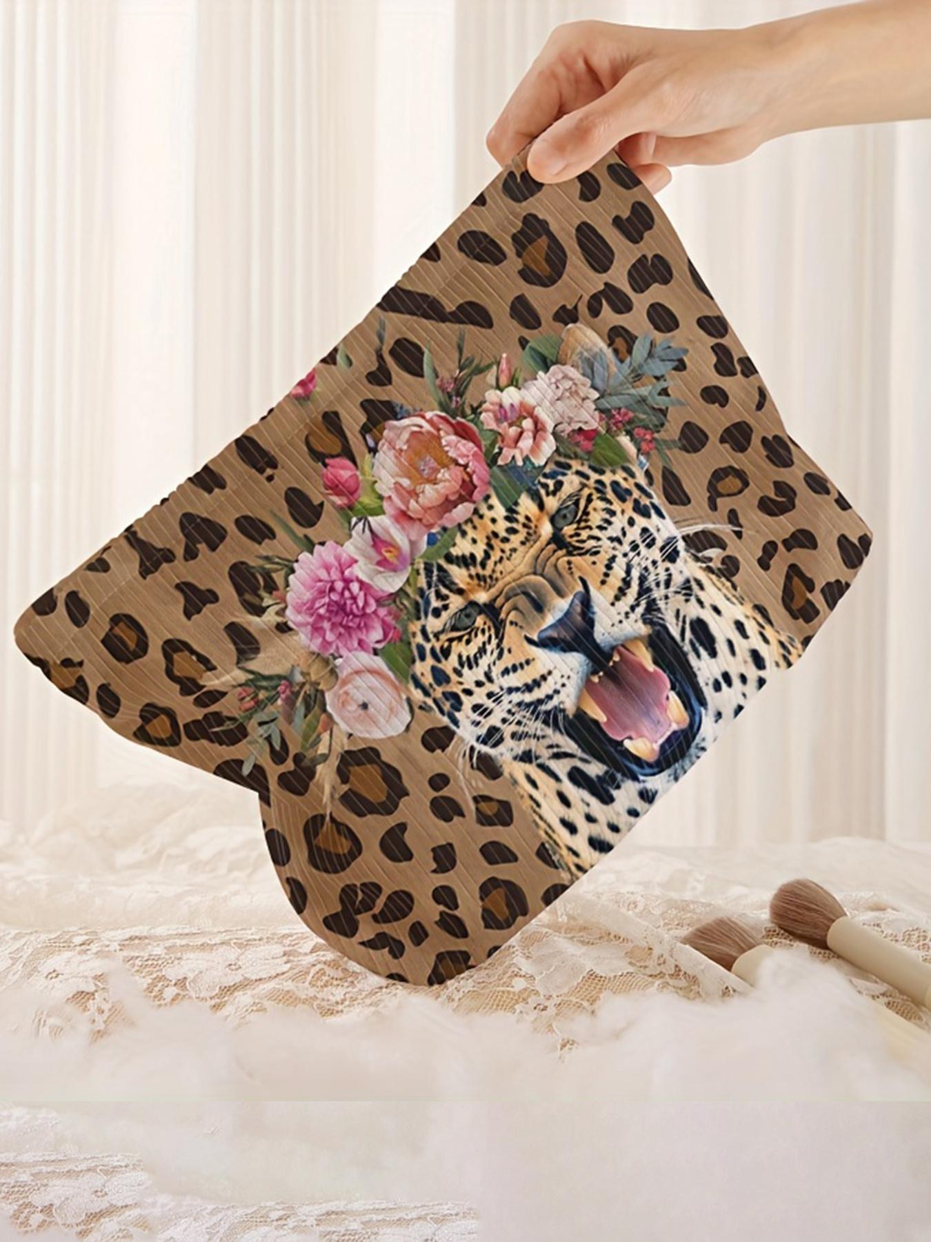 Fashion Leopard & Flower Pattern Makeup Bag, Elegant, Casual Versatile Storage Bag, Travel Makeup Bag, Suitable for Women & All Kinds Of Occasions, Elegant Stylish Fashionable Versatile Purse
