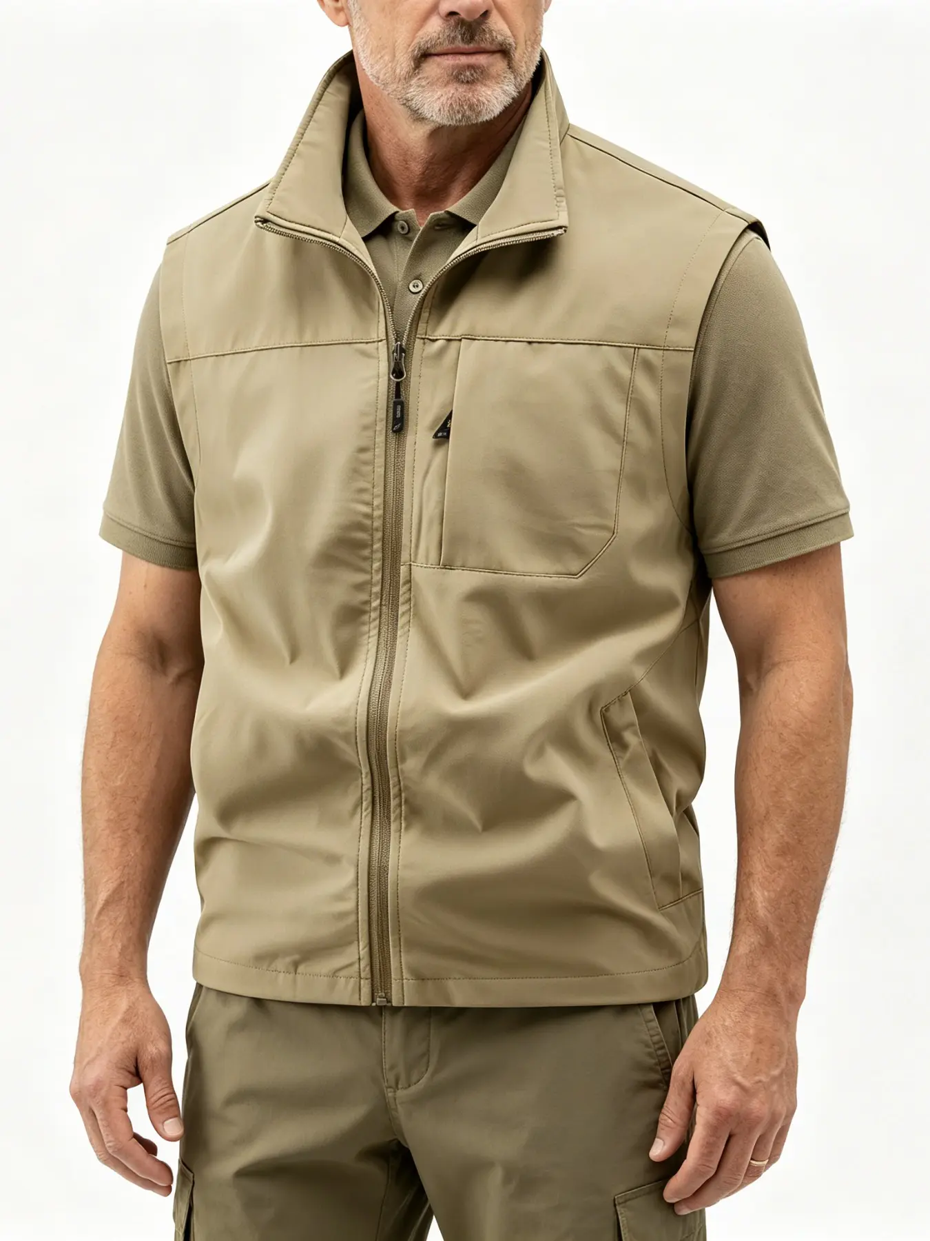 Multi-pocket Fitted men's vest Gilet Waistcoat for hiking and outdoor activities, large pocket men's fishing vest, simple solid color, high-quality and comfortable men's running vest