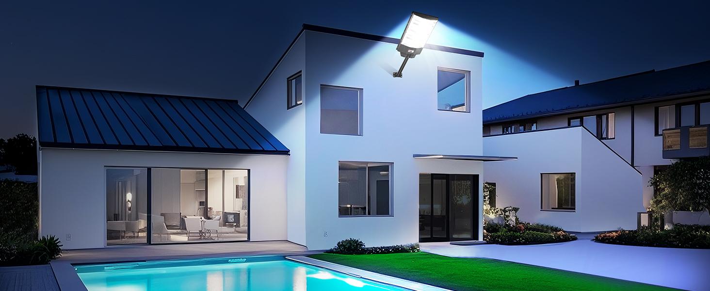 1/2/4 Packs Solar Street Lights Outdoor, Motion Sensor Solar Lights, 6500K LED Street Light Dusk to Dawn Waterproof, Commercial Parking Lot Lighting with Remote