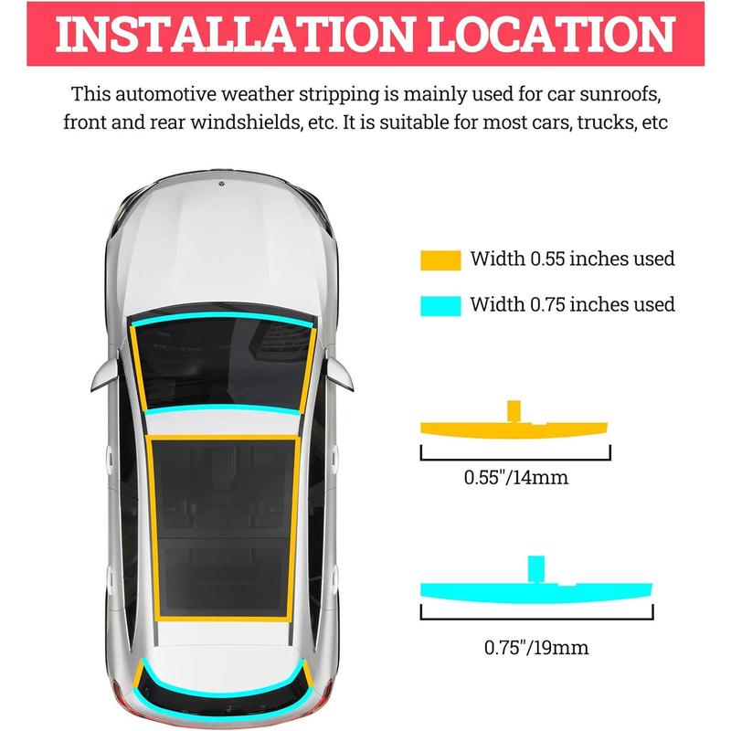 20Ft Car Windshield Rubber Seal,Car Windshield Seal Strip,T Shape Automotive Weather Stripping for Front Rear Windshield,Automotive Door Sealing Strip Sunroof Seal