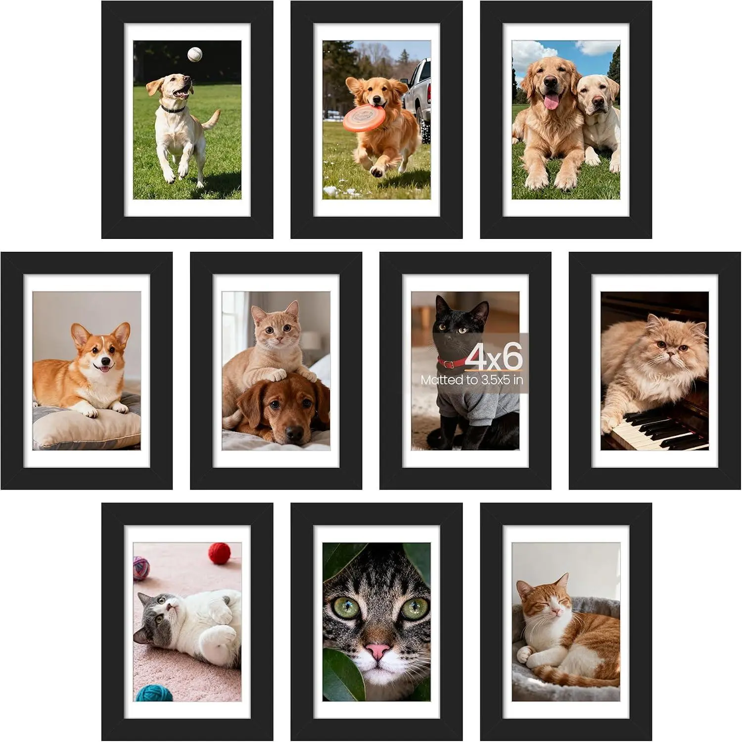 4x6 Picture Frame, Photo Collage Wall Decor Set of 10, Black | Small Frame Fit 3.5x5 and 4 x 6 Photos, Wall or Tabletop Display, For Gallery Hallway Living Room, For Christmas Mother's Day