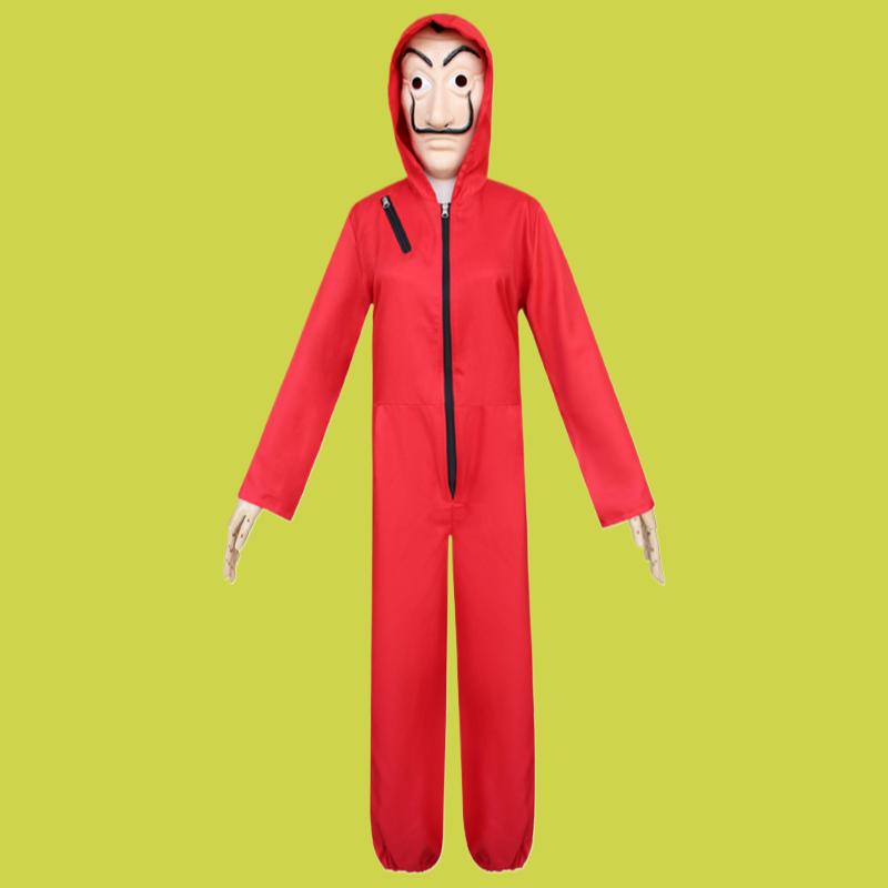 Halloween Paper Money House Dali Costume Red Jumpsuit Clown Cosplay