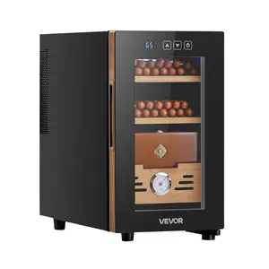 VEVOR Electric Humidor, 23L, 150 Counts Electric Cigar Humidor Cabinet with Cooling Temperature Control, Spanish Cedar Wood Shelves & Drawers, Mechanical Hygrometer, 3 Layers, Cooler for Household
