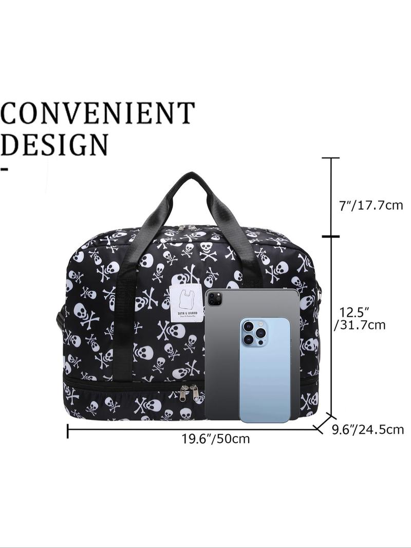 Durable Bat Pattern Travel Bag, Travel Duffle Bag, Large Capacity Travel Bag with Shoe Compartment, Lightweight Carry on Luggage Bag for Sports Gym, Yoga Handbag, Valentine's Gifts for Her