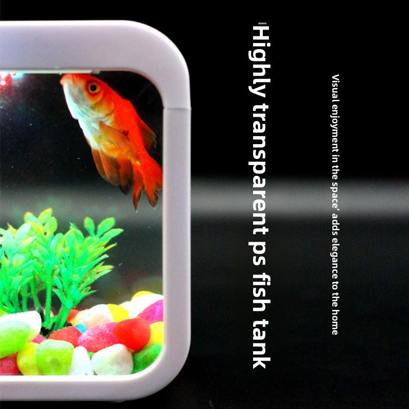 Small Fish Tank for Home Goldfish Betta Tank Acrylic Block Ecological Micro Landscape Mini Aquarium Tank