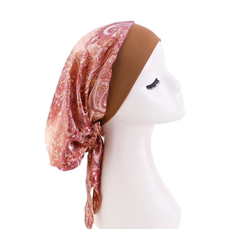 New Braided Turban Hat, Satin Print Tie Chemo Cap, Wide Elastic Sleep Bonnet