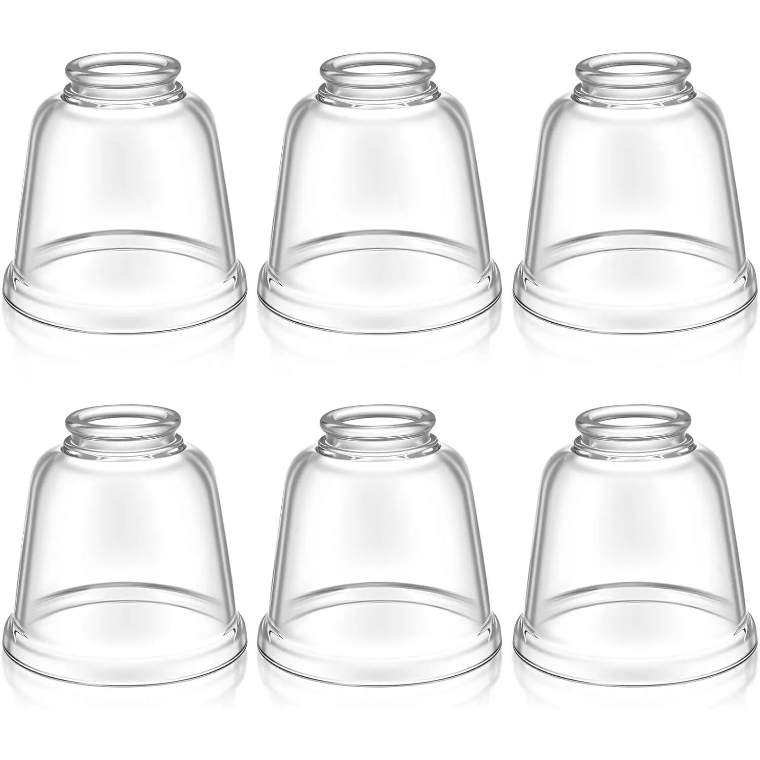 Teenyyou 6 Pcs Clear Glass Globes for Ceiling Fan Lights Covers Glass Lamp Shade Replacement for E26 Chandelier Table Wall Sconce, 2-1/8" Fitter, 4-5/8" Diameter x 4-1/2" Height