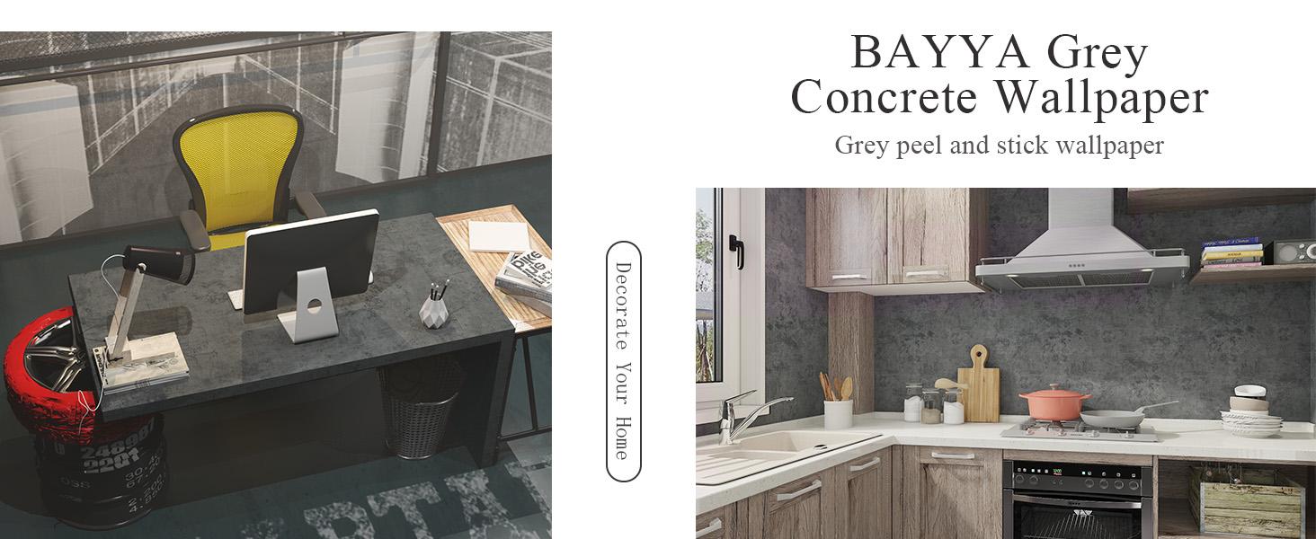 Concrete Wallpaper Cement Contact Paper Dark Grey Wallpaper Peel Stick Countertops 15.75" x 118.11" 3D Rustic Industrial Style Waterproof Removable Self Vinyl Film for