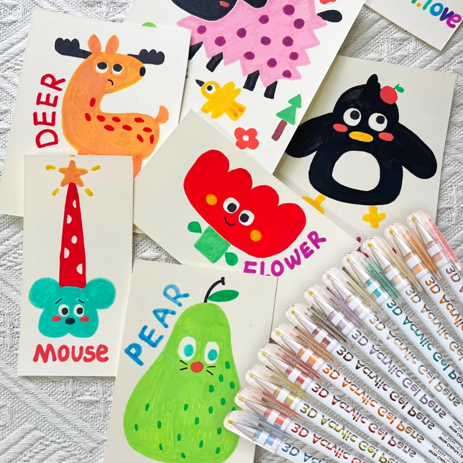 3D Acrylic Gel Pen, 1 Box Quick-Drying Acrylic Gel Pens, Graffiti Painting Marker Set for Greeting Cards, Coloring and Outlining#TOP PICKS