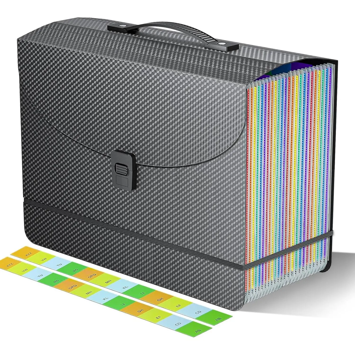 Expanding File Folders,Accordion File Organizer,25 Pockets Expandable File Folder with Plastic Handle,Portable Filing Box,Monthly Bill Receipt Paper and Document Organizer,Colored Tabs,A4/Letter Size