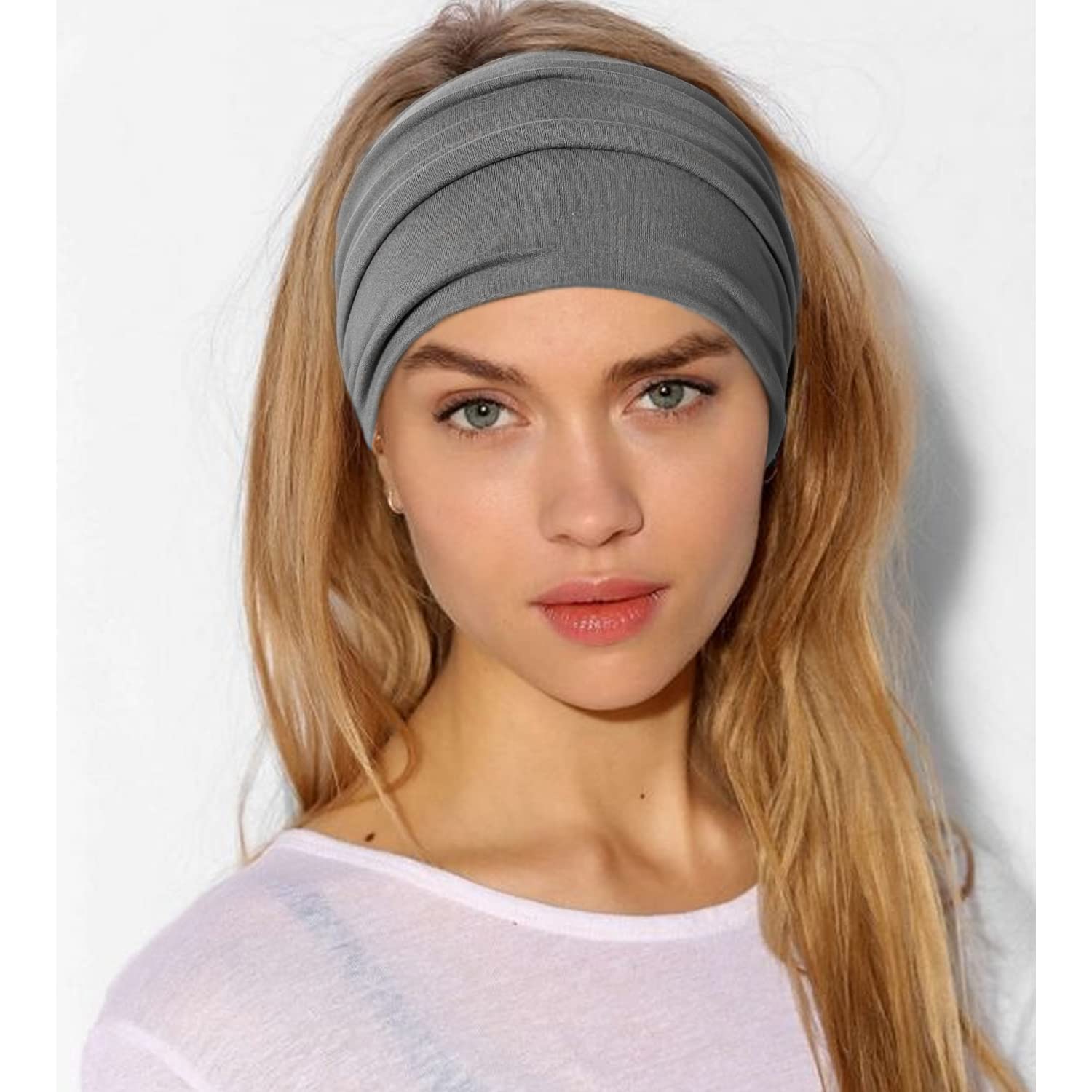 10Pcs/Pack Women Headbands African Wide Hair Wrap Turban Twist Headband for Women Large Sport Workout Stretch Non-slip Big Hair Bands