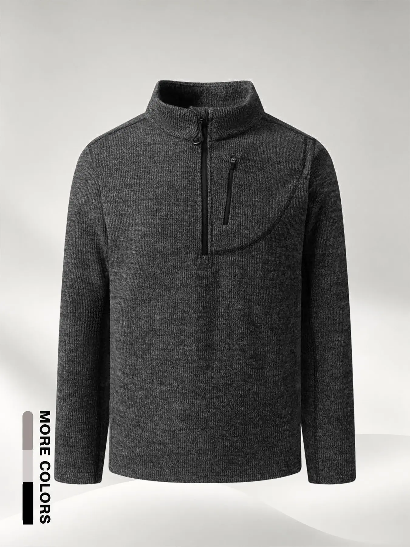 Men’s Quarter Zip Knit Sweater, Stand Collar Long Sleeve Pullover with Zipper Chest Pocket, Textured Casual Fall Winter Top, Multiple Colors Available#MensSweater #QuarterZipSweater #KnitSweater #MensKnitwear#StandCollarSweater #TexturedSweater #ChestPock