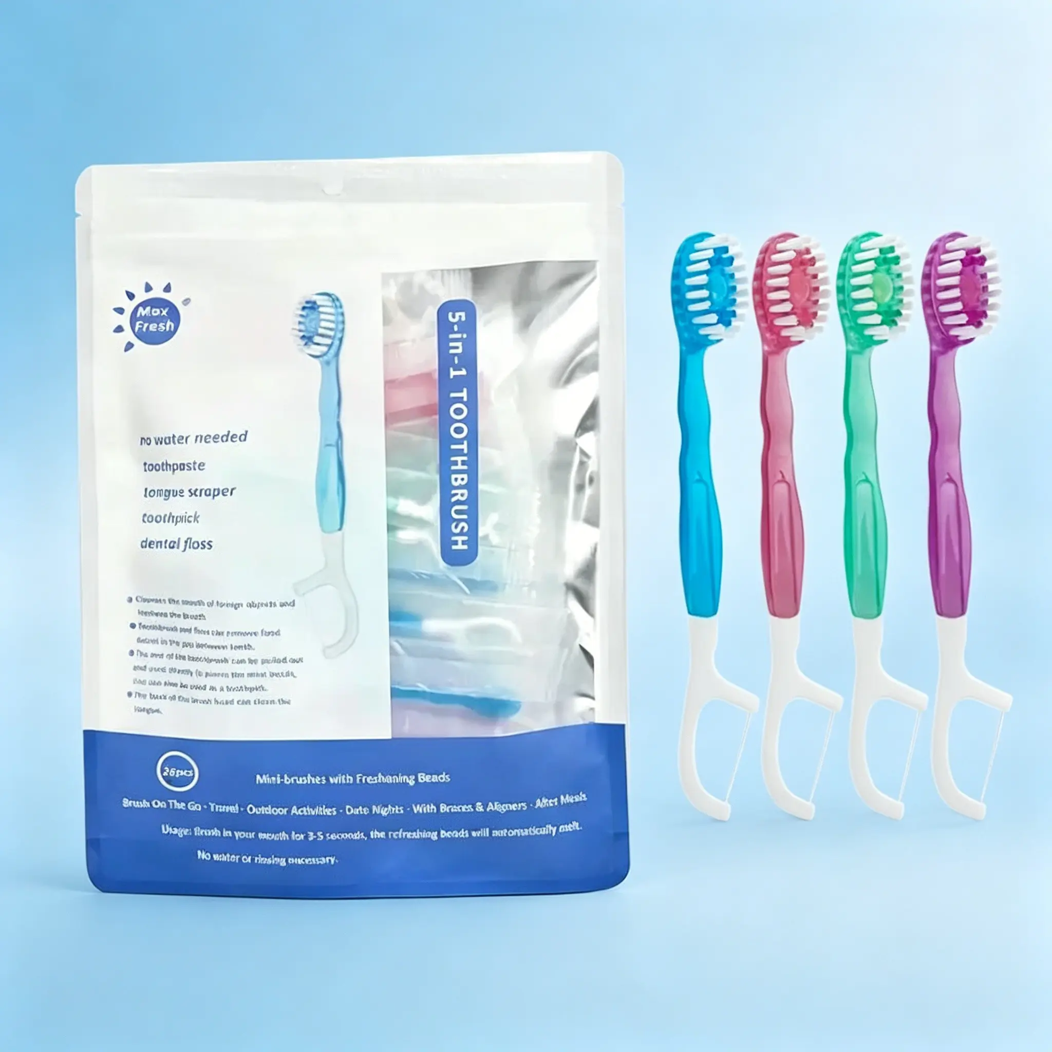 5-In-1 Teeth Cleaning Kit, 26 Pack Portable Oral Care Set, Oral Hygiene Essentials, Mouth Hygiene Kit, Teeth Cleansing Kit, Soft Bristle Toothbrushes & Dental Floss, Oral Care Tools, Ideal for Travel & Business Trips