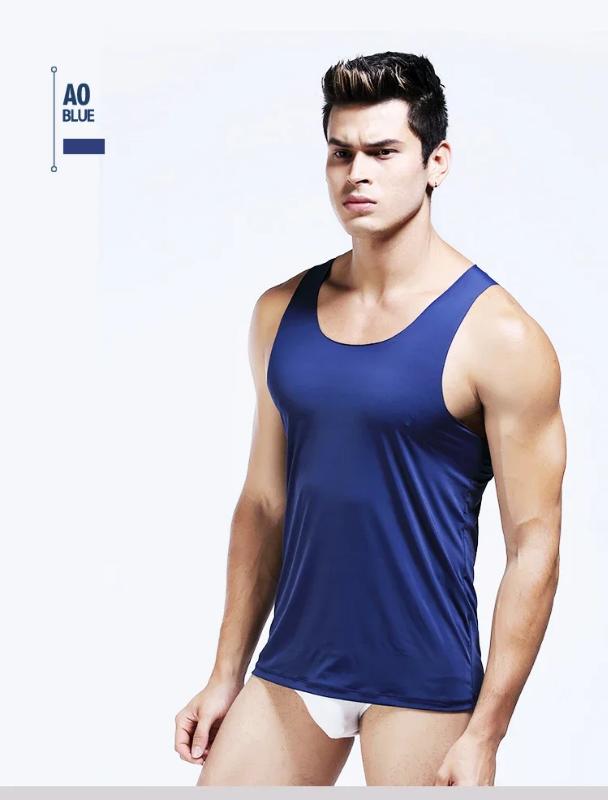 Kyn Apparel Men's ice silk sports trackless solid color I-word sweat vest single sleeveless tight-fitting fitness one-piece base shirt