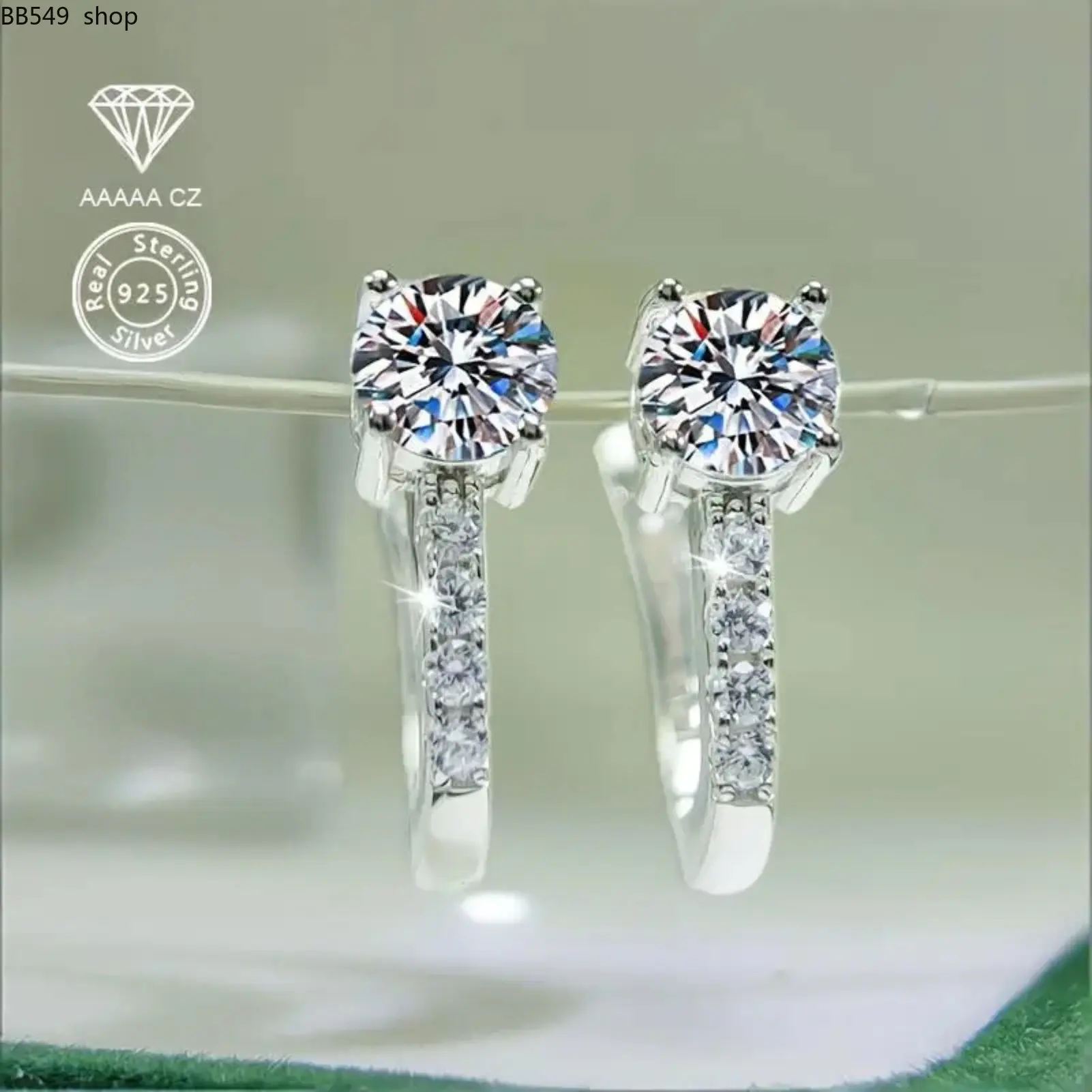 Elegant CZ Inlaid Earrings for Women, French Style Silver Tone Stud Earrings with Sparkling Stone Design, Minimalist Fashion Jewelry for Birthday, Valentine’s Day, Christmas, Wedding, Party & Daily Wear