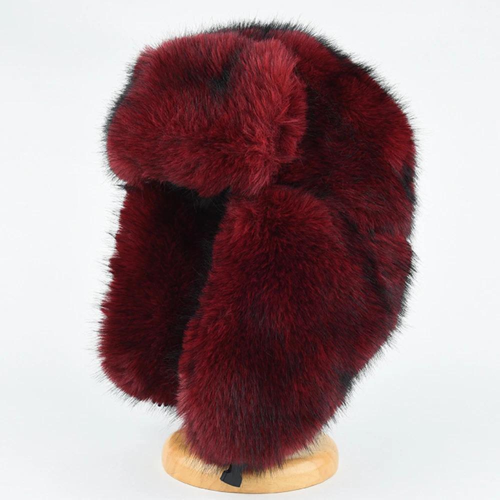 HT4993 Bomber Hat Thick Warm Winter Fluffy Fur Hats for Men Women Windproof Snow Ski Earflap Cap Male Female Russian Hat Ushanka