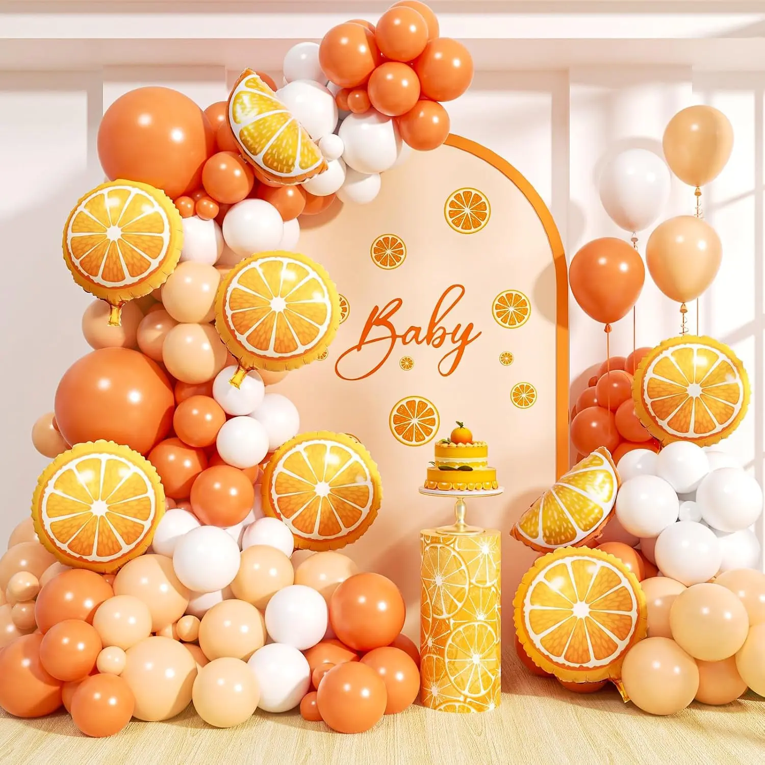 Orange Balloons Garland Arch Kit - 170Pcs Different Size Orange and Pastel Orange Balloons for Little Cutie Baby Shower Tangerine Theme Fruit Birthday Gender Reveal Party Decorations