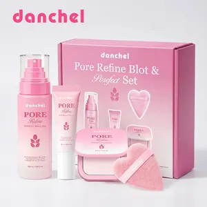 Primer + Setting Mist + Blotting Powder + Heart Puff, 3-Step Pore-Blurring & Oil Control for Long-Lasting Matte Finish, Ideal for All Skin Daily Wear & Touch-Ups