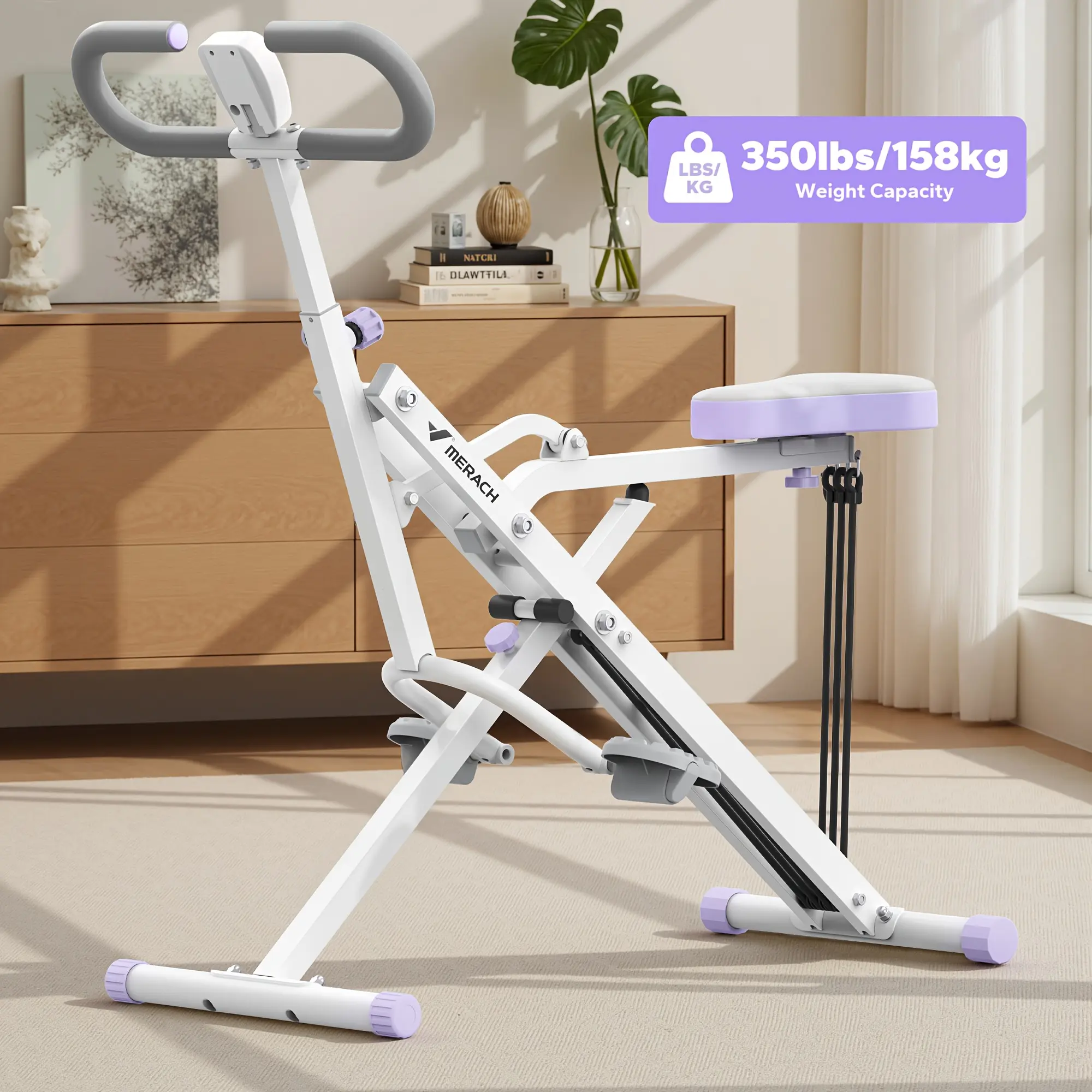 Squat Machine, 2in1 Squat Rowing Machine, Easy Setup & Foldable Exercise Equipment, Glute Trainer Machine, Glutes & Leg Home Workout Machine