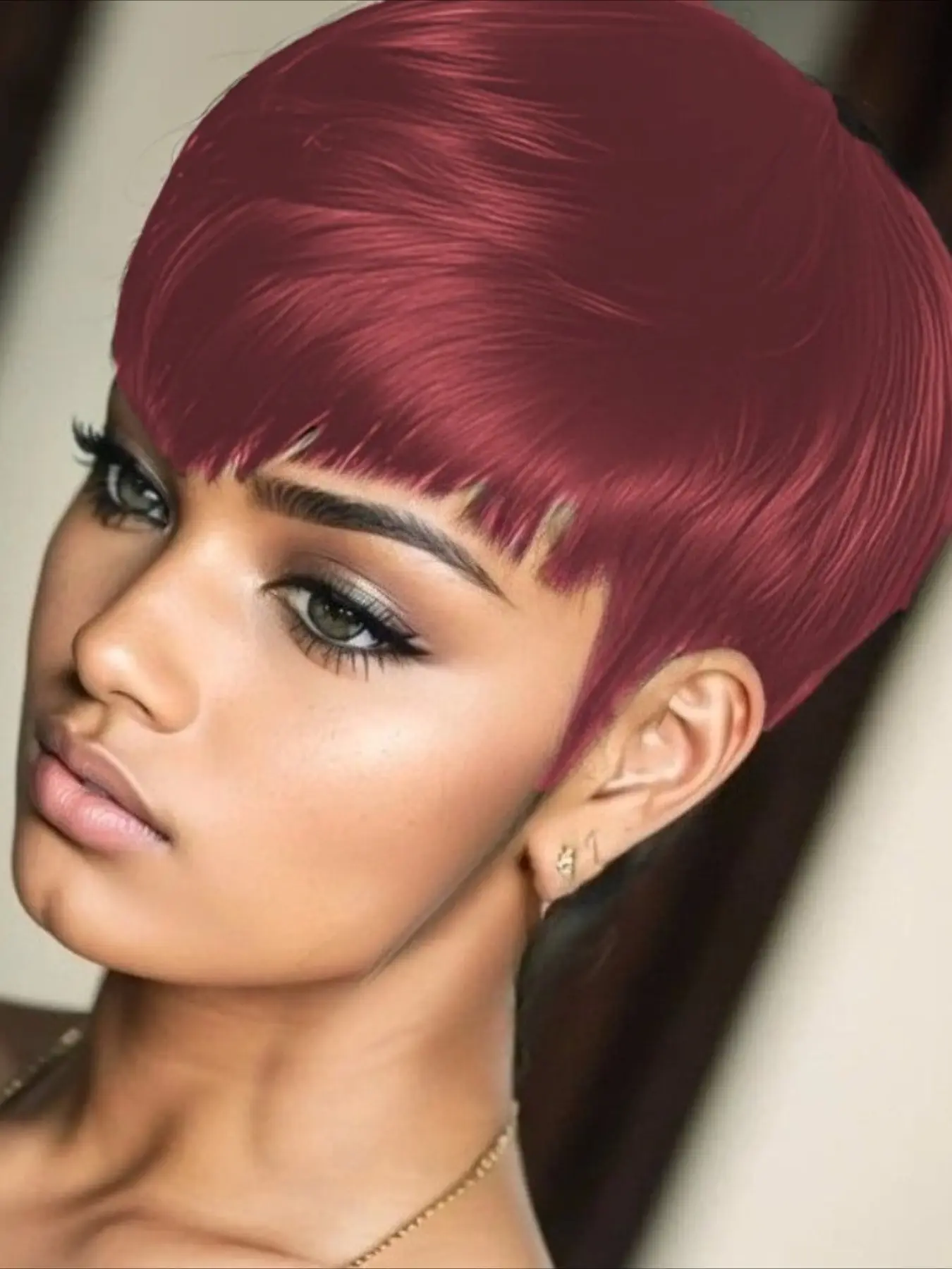 Straight Human Hair Wig for Women Pixie Cut Wig Full Machine Made Wig 150% Density 6 Inch