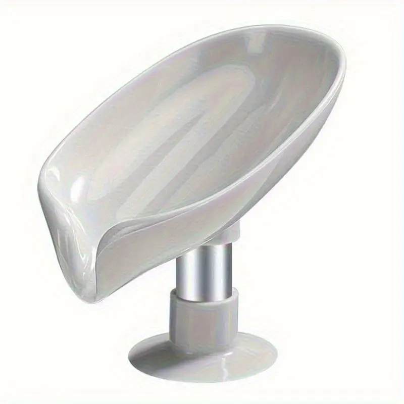 1pc Leaf Shape Soap Box Drain Soap Holder Bathroom Accessories Suction Cup Soap Dish With Drainage Tray Soap Dish For Bathroom Soap Container, Bathroom Organizers & Storage