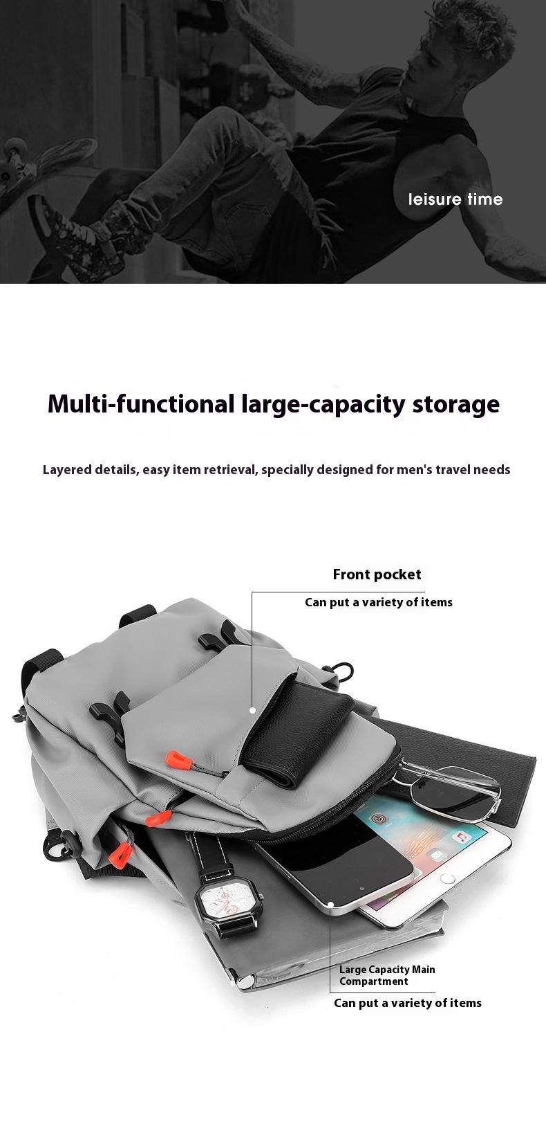 BIGWIG Durable Men's Chest Bag, Trendy Crossbody Sling Pack for Travel and Hiking, Small Multi-Functional Shoulder Backpack for Boys, Casual Fashion Daypack for Daily Use