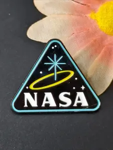NASA Triangle Logo Enamel Pin, Space Exploration Lapel Brooch, Galaxy Themed Badge, Astronaut/Science Fan Clothing Accessory, Ideal Gift for Space Lovers, Astronomy Enthusiasts & NASA Fans
