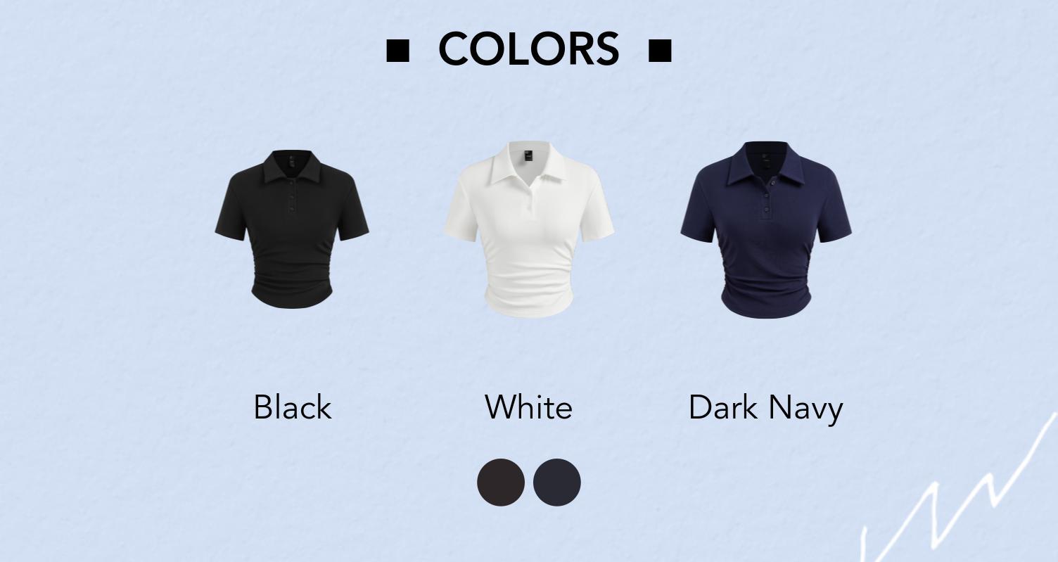 Cider [3 colors, size 2-10] Cotton-blend Collar Solid Ruched Button Short Sleeve Top