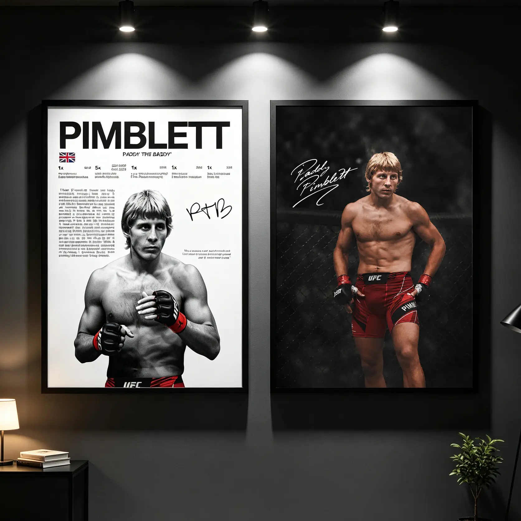 2PCS Paddy Pimblett "The Baddy" UFC Canvas Wall Art Poster,Vintage MMA Fight Poster, Framed Boxing Print, Man Cave Gym Room Home Decor Gift