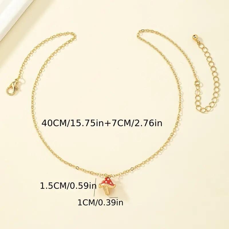 Creative golden mushroom-shaped wish necklace, fashionable, exquisite, personalized, and versatile accessory