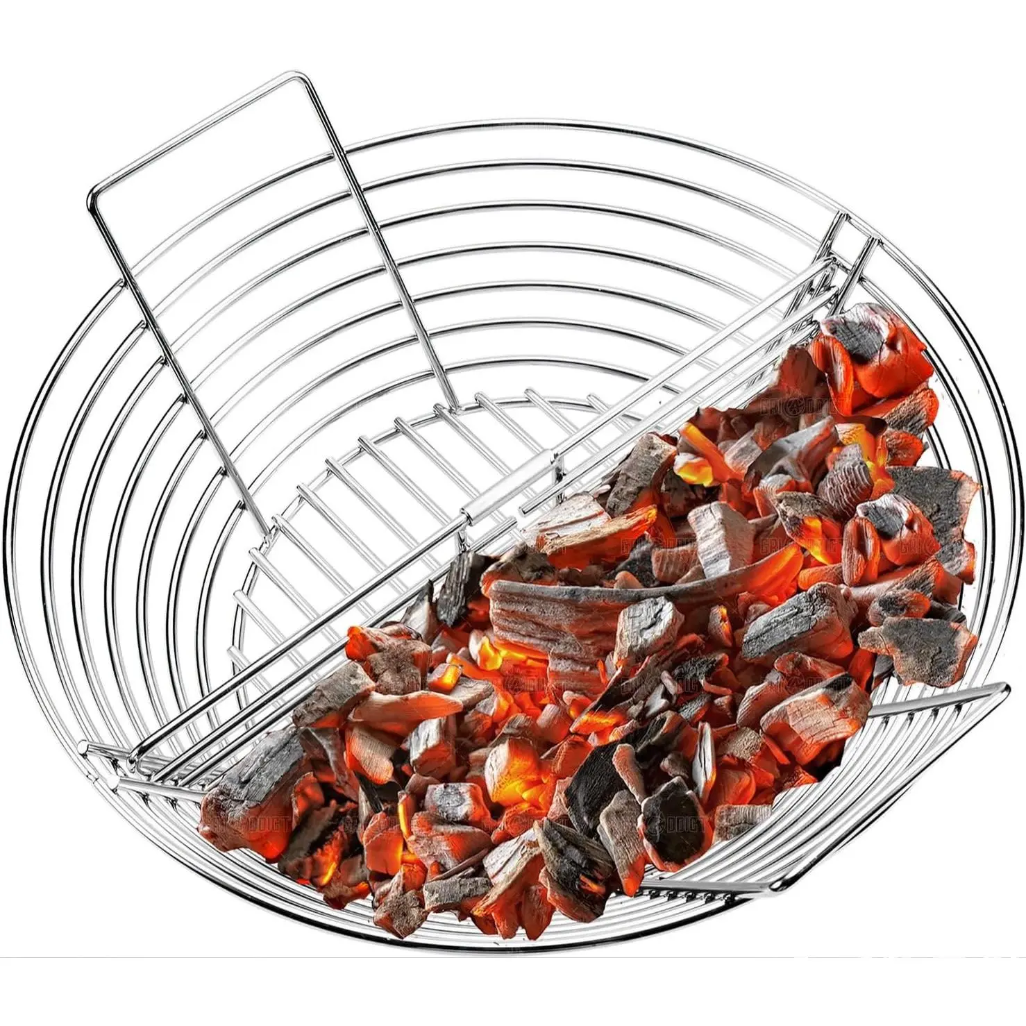 Stainless Steel Replacement Charcoal Ash Basket with Divider, Lump Ash Holder Fits 18" Charcoal Grills, Compatible with Kamado Classic Joe Big Green Egg, BBQ Smoking Accessories