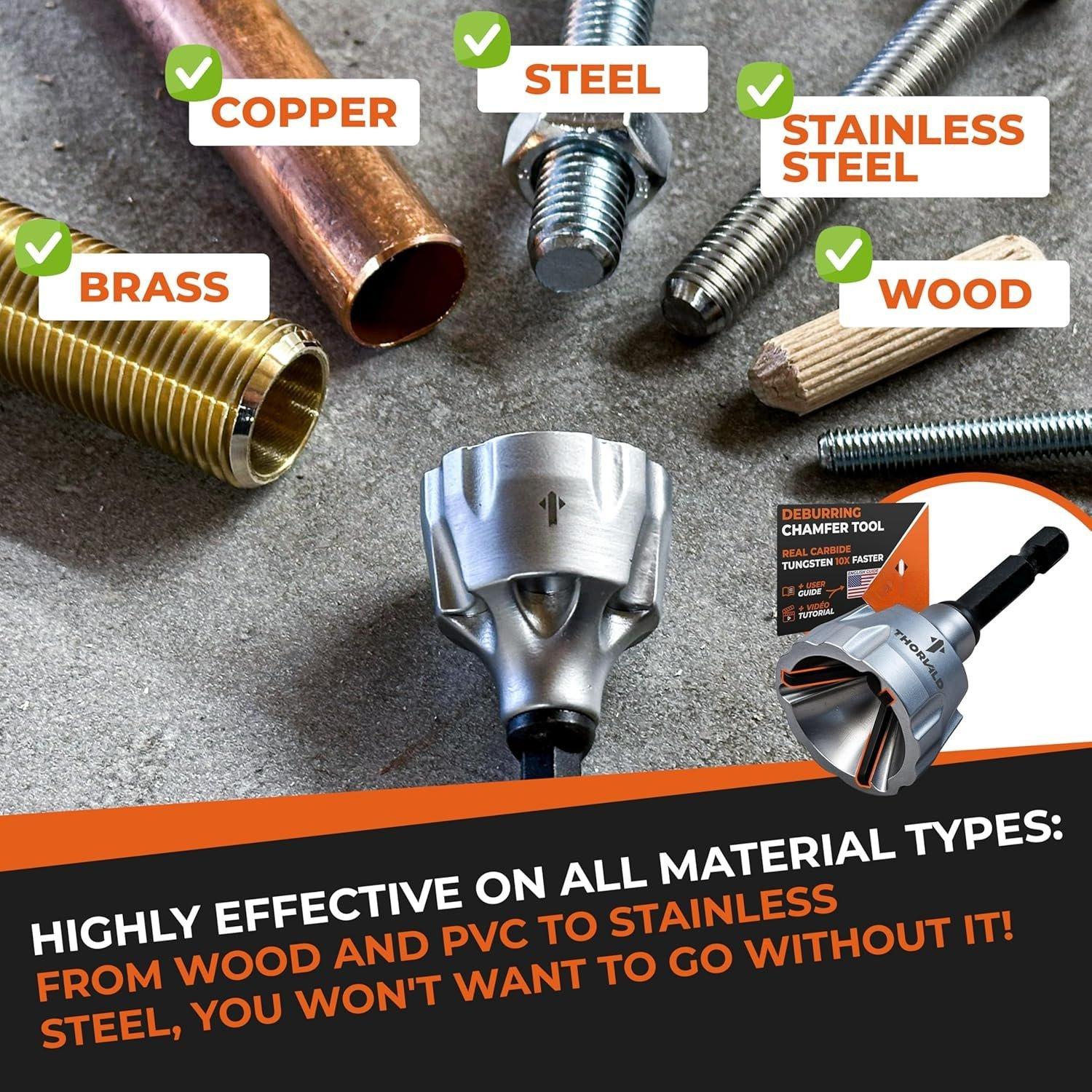 Deburring External Chamfer Tool with Tungsten Carbide - Deburr Tool for Thread, Metal Rod, Pipe, PVC, Printing - 1/8" to 3/4" Diameter (3~19mm) - User Guide + Video Tutorial Deburring External Chamfer Tool with Tungsten Carbide - Deburr Tool for Thread, Metal Rod, Pipe, PVC, Printing - 1/8" to 3/4" Diameter (3~19mm) - User Guide + Video Tutorial