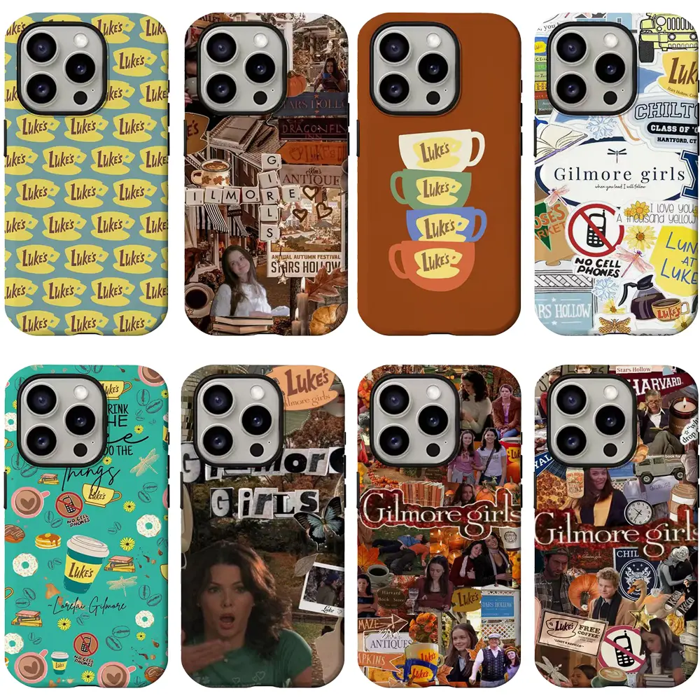 Popular G-gilmore Girls Luke’s Diner Collage Glossy Hard Film Phone Cases For iPhone 17 Promax Air 16 Pro 15 14 Plus 13 12 & Samsung S23-26 Gloss Hard Shell Cover For TV Show Fans, Thanksgiving Gifts