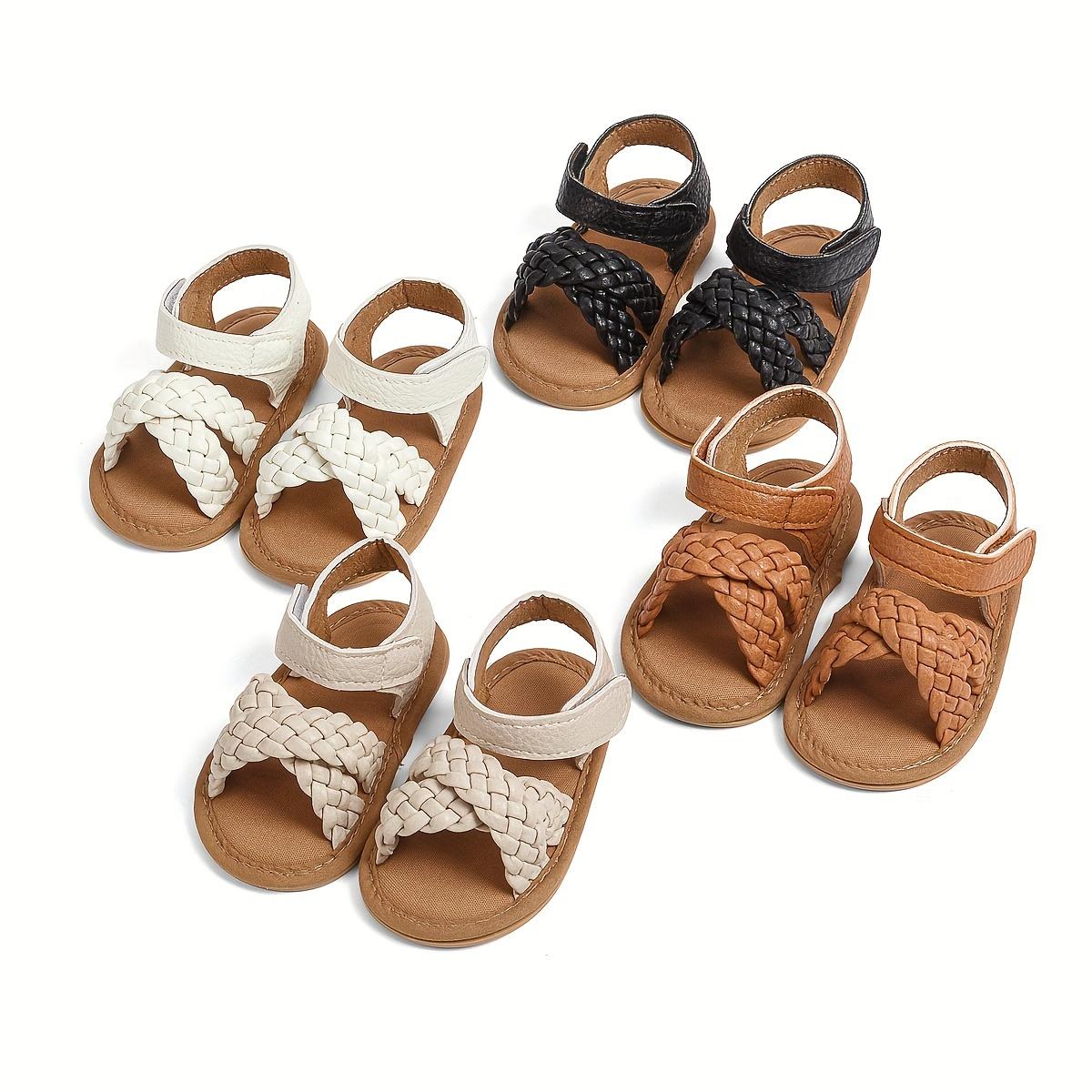 Casual Solid Color Open Toe Sandals Baby Girls, Breathable Lightweight Walking Shoes