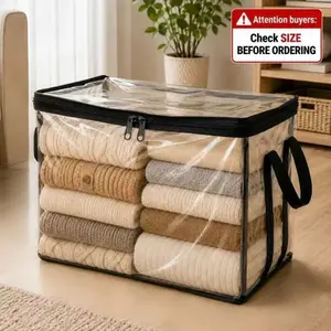 Large Capacity Transparent Plastic Storage Box with Hinged Lid, Durable High-Capacity Organizer for Home, Camping, Travel, Attic, Moving, Durable Outdoor Storage