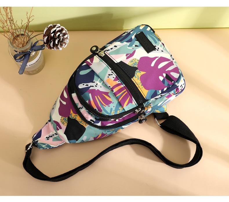 New Fashion Multi-layer Chest Bag for Women, Simple and Lightweight Korean Style Casual Travel Ladies Backpack, Versatile Printed Crossbody Bag