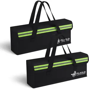 FLASLD 2-Pack Lipo Fireproof Bag Ebike Accessories Battery Charging Case Charge Explosionproof Bag Large Capacity Lipo Battery Storage Guard Safe Box (19.3 x 4.3 x 7in)
