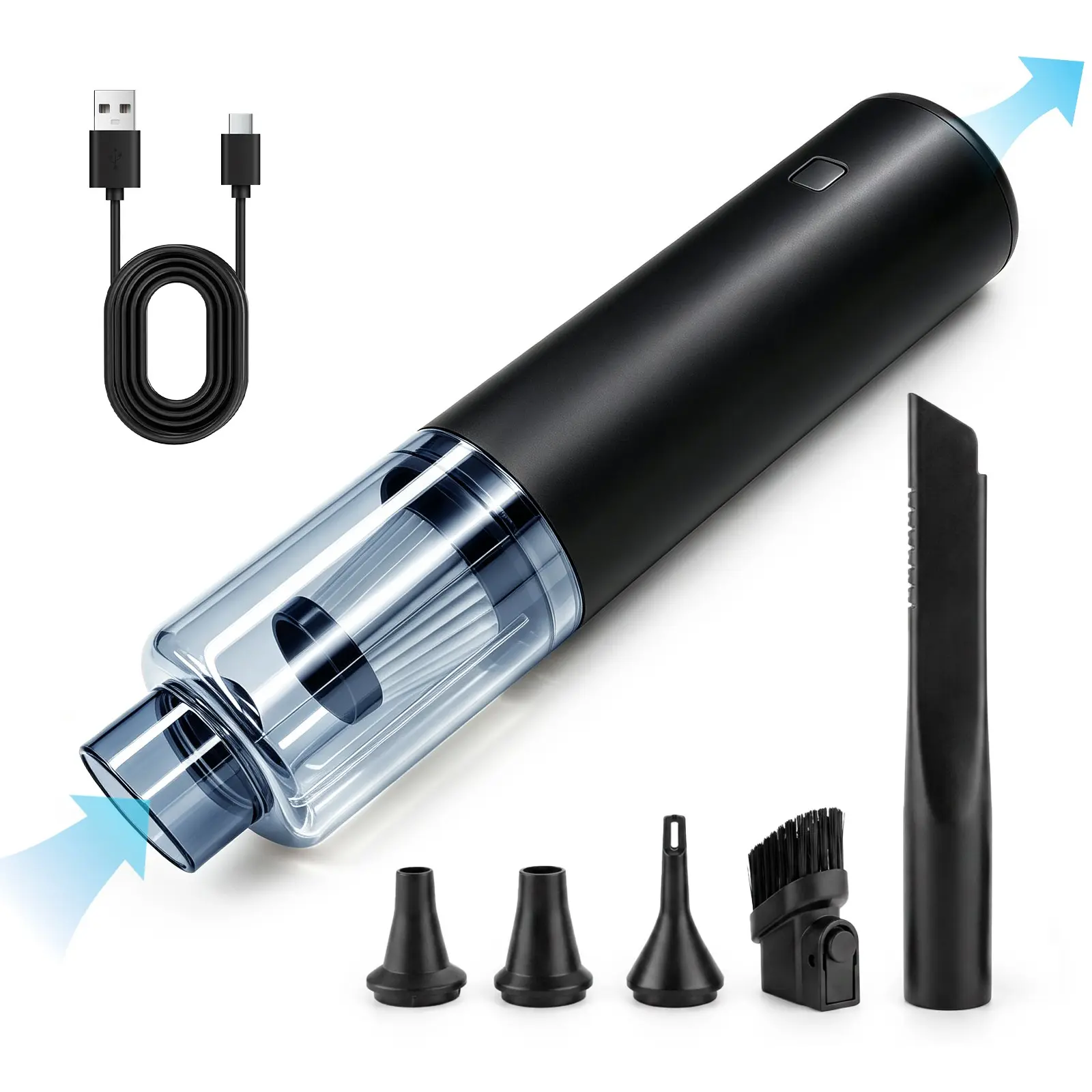 Car Vacuum Cleaner, Strong Suction, Portable Cordless Handheld, Two-In-One Dusting and Blowing, Suitable for Car and Home Use