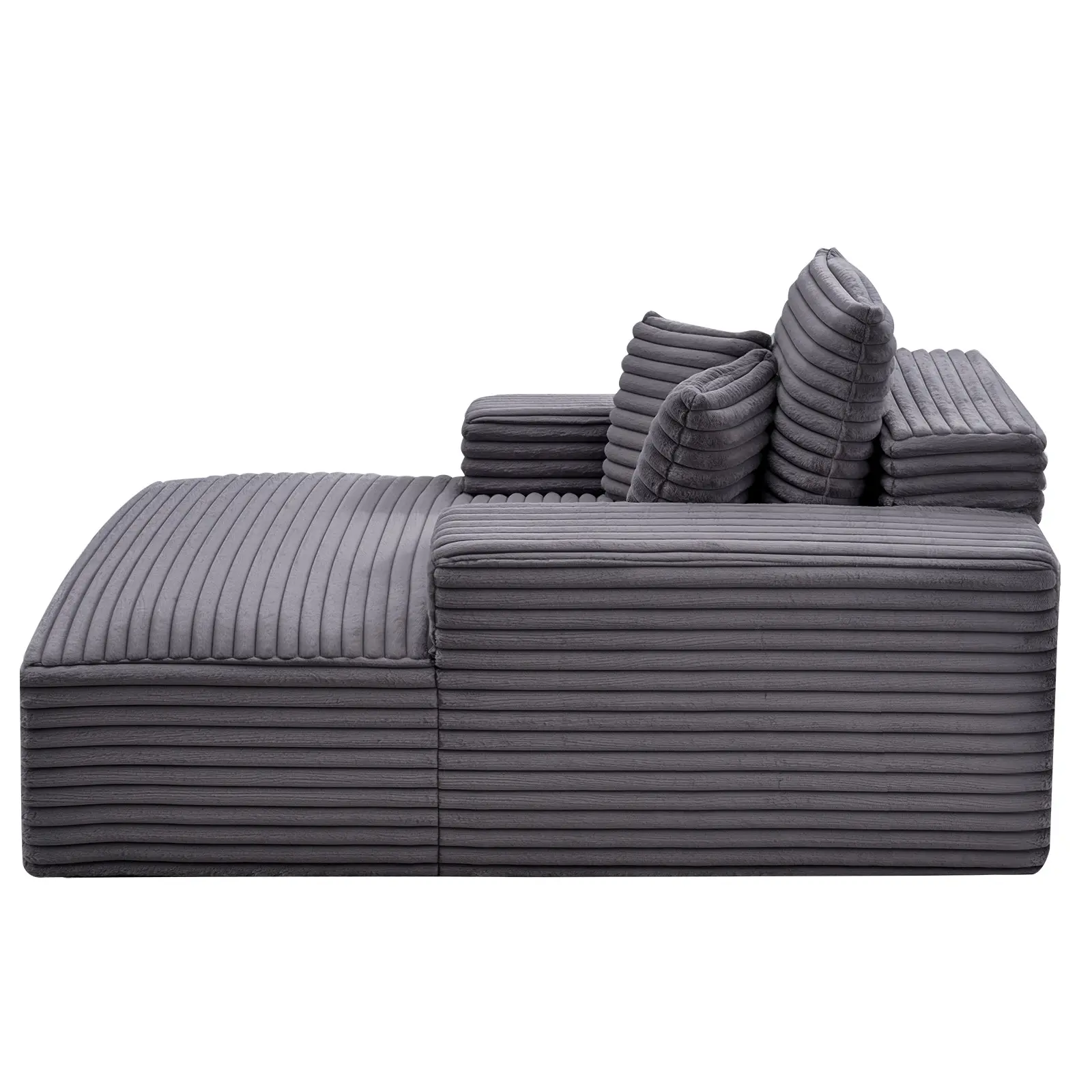 Chaise Lounge Chair, 48 in Boneless Chaise Lounge Indoor, Modern Upholstered Oversized Reading Chair with Throw Pillows & Armrests, Sofa Couch Deep Seat Sleeper for Living Room, Bedroom, Balcony