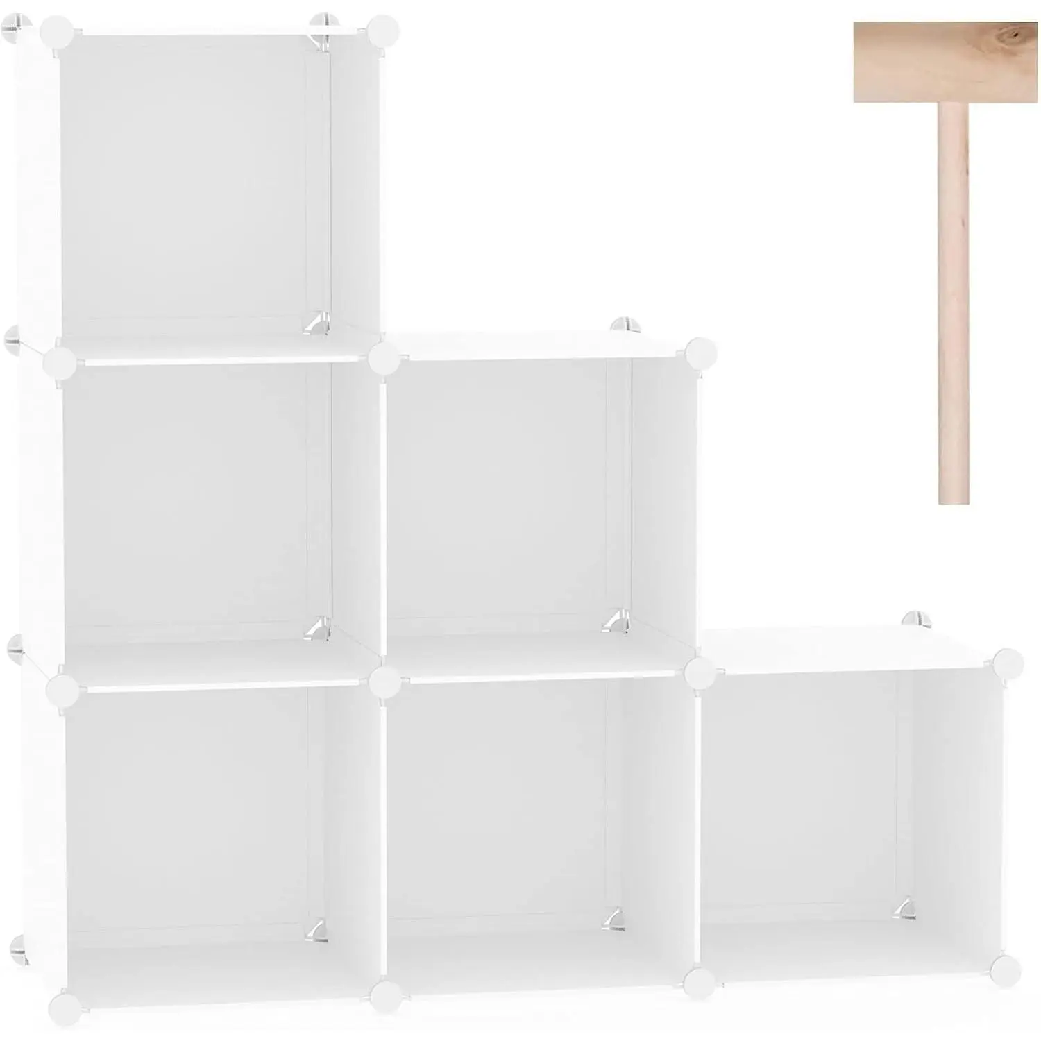 6-Cube Storage Organizer, Stackable Storage Cubes Shelves, Portable Bookshelf, Plastic Clothing Storage Closet Organizer, DIY Modular Shelving Units for Wardrobe, Home, Milky