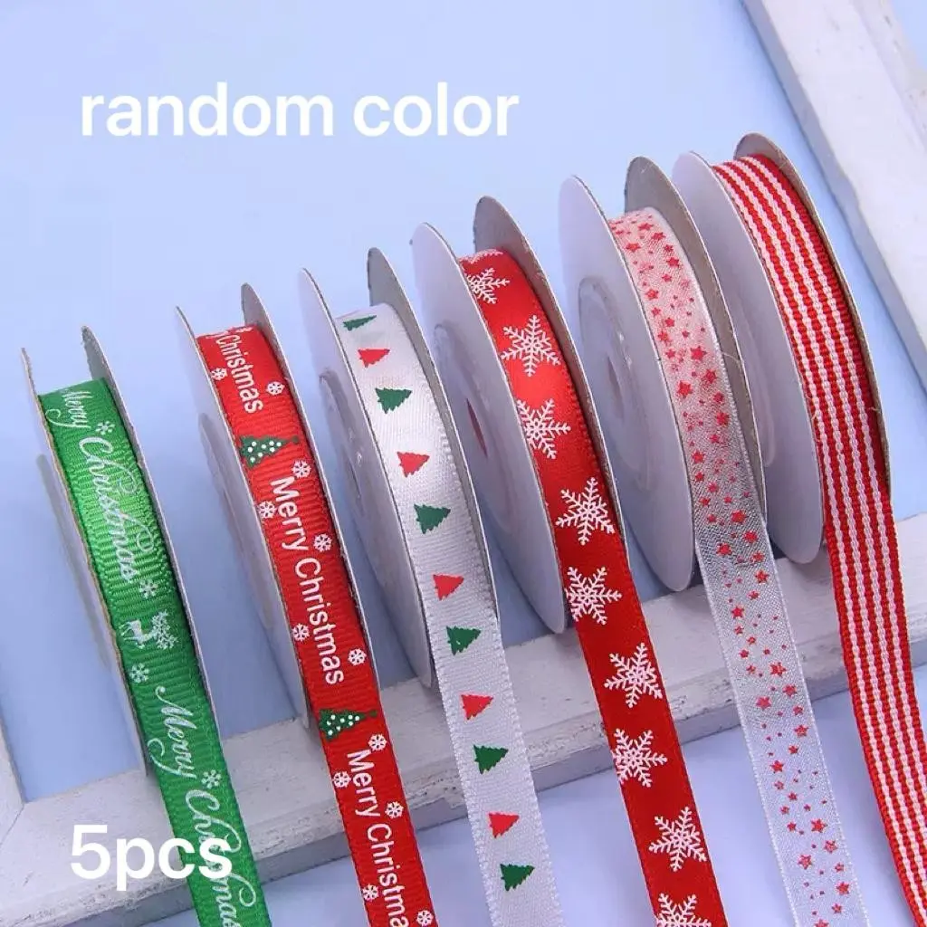 5 Pieces Christmas Ribbon Rolls, Holiday Gift Wrapping Bows, Home Party Decorations, Christmas Valentine Mother's Day Wedding Gifts