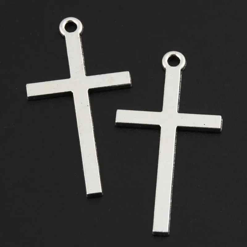 40pcs Silver Blank Cross Charms (38x20mm Standard Size, Cross Form), DIY Friendly Religious Faith Pendants for Handmade Jewelry Making Supplies, Religious Wear Findings, Blank Charm, Unisex