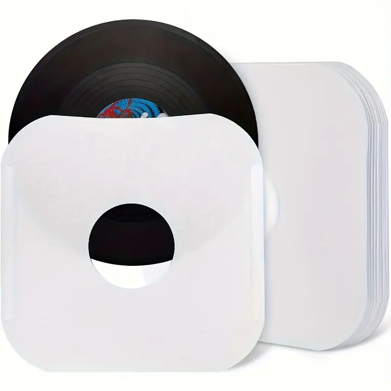 10pcs vinyl record inner cover, kraft paper vinyl record protective cover with rounded corners and central holes, and rounded album cover protection for storing LP records.