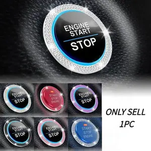 Car Engine Start Stop Decorative Ring – Crystal Rhinestone Design, Shiny Car Interior Accessory, Easy to Install