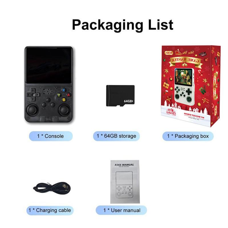 R36s Handheld Retro Game Console, Rechargeable Portable Pocket Game Console with 3.5-inch IPS Screen, Linux System Game Console Support 10000+ Games, Cool Tech Gadgets Game Peripherals, Wireless Game Stick, Gaming Set, Gaming Products