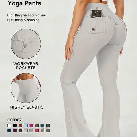 High Waist Micro Flare Leggings, Slimming Design, Athletic Stretchable Comfortable Breathable Fabric, Versatile for Gym, Casual Wear, and More, Workout Pants, Activewear Pants, Gym Sportswear Bottoms
