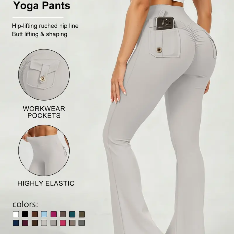 High Waist Micro Flare Leggings, Slimming Design, Athletic Stretchable Comfortable Breathable Fabric, Versatile for Gym, Casual Wear, and More, Workout Pants, Activewear Pants, Gym Sportswear Bottoms