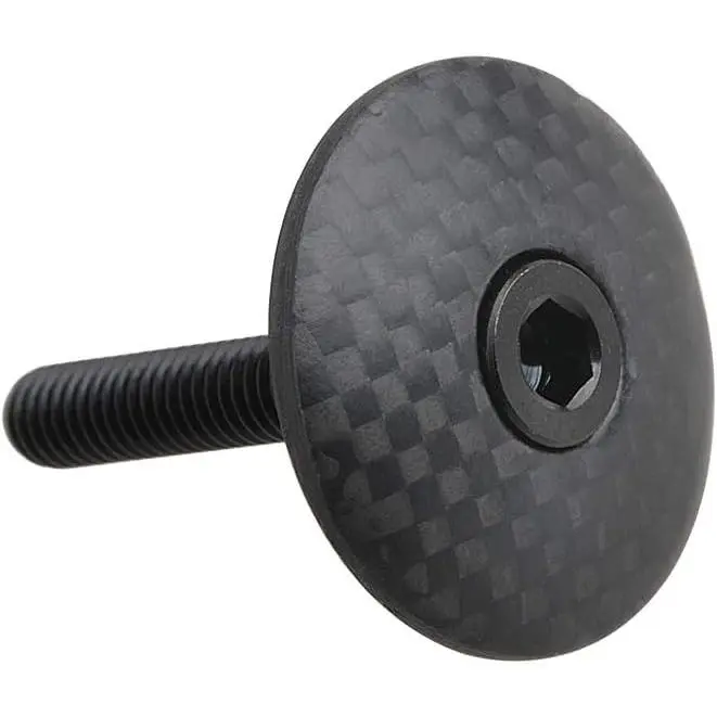 1 1/8" 3K Carbon Fiber Cycling Headset Stem Top Cap | with M6x35mm Titanium Bolt