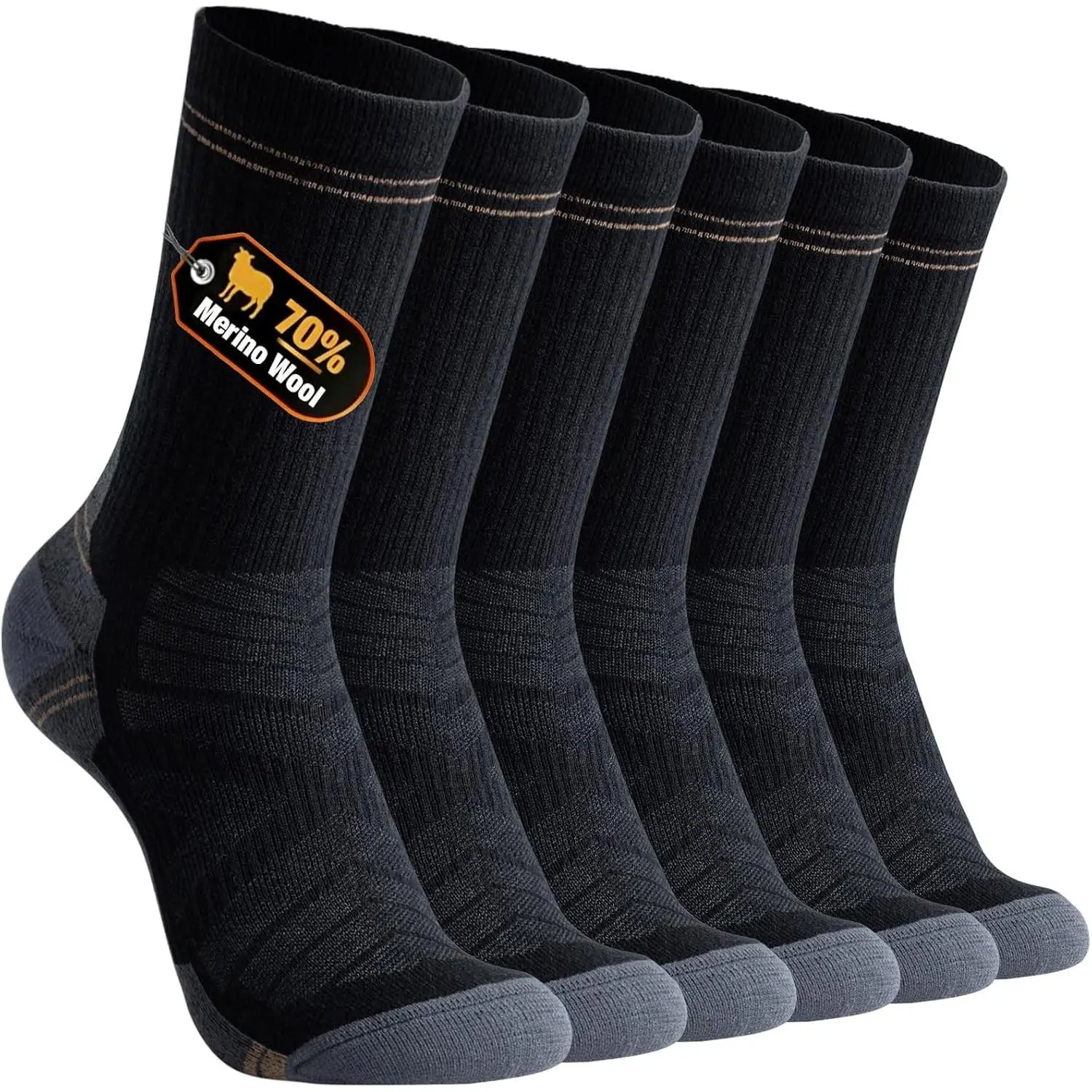 Mens Merino Wool Hiking Socks, Light Cushion Crew Dress Socks for Work | Merino Wool Socks for Men, 70% Wool Soft Breathable Lightweight Moisture Wicking for Boot, Business, Daily Wear, Light HikingGift